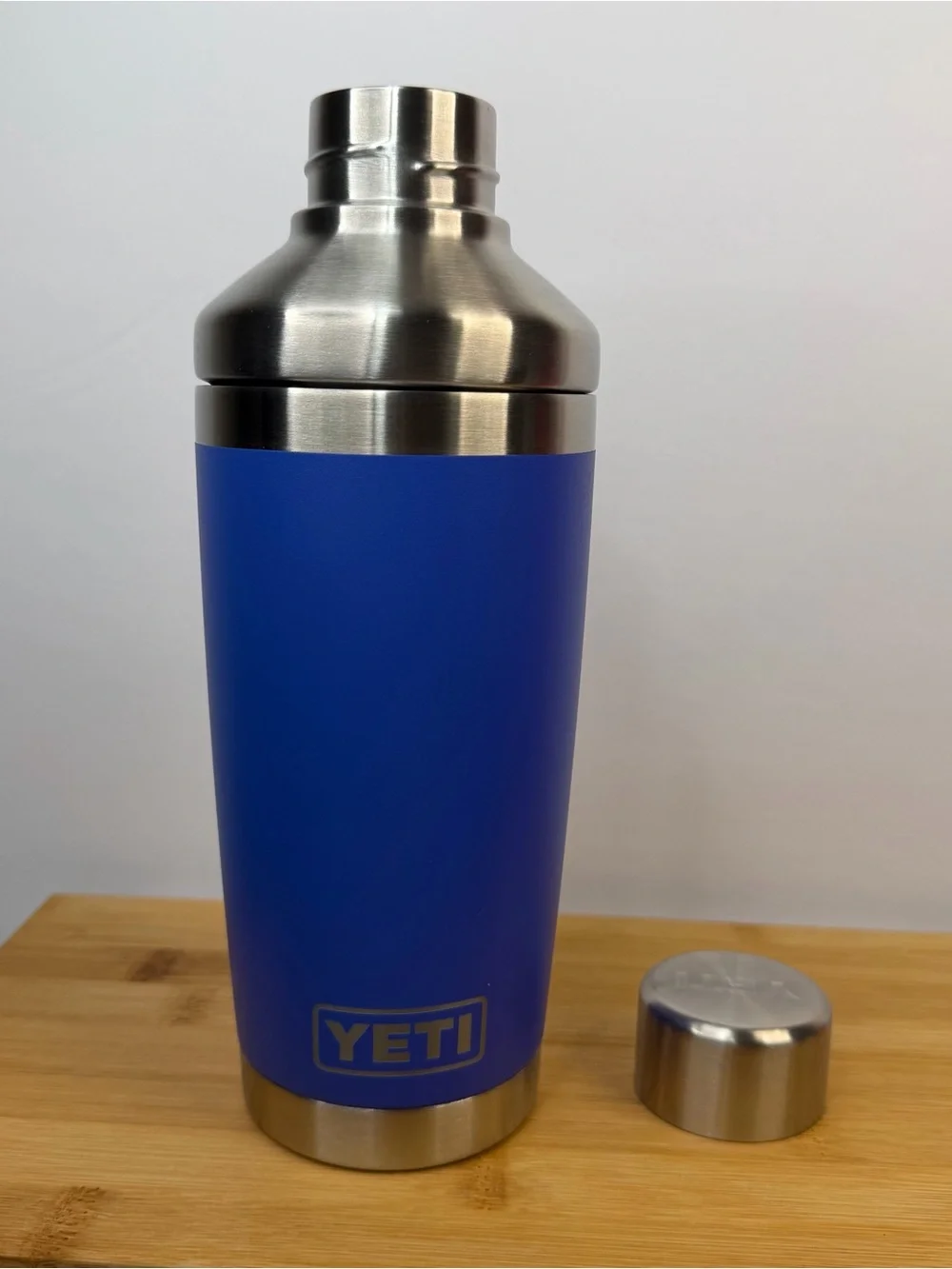 Yeti Blue Stainless Steel Cocktail Shaker with Brushed Steel Top